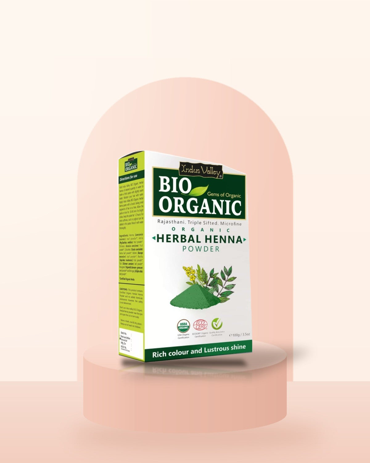 Zeliščna kana, 100 g — Indus Valley Bio Organic Herbal Henna Powder